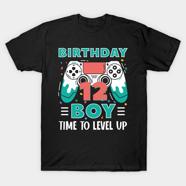 12th Birthday Boy Gamer Funny B-day Gift For Boys kids toddlers T-Shirt by Patch Things All